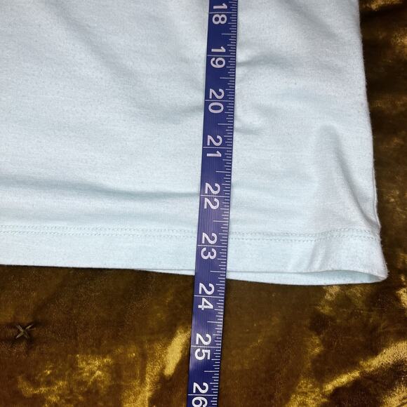 Title Nine Shirt Womens Medium Light Blue Breeze Cowl Neck Short Sleeve Stretch - Picture 5 of 8